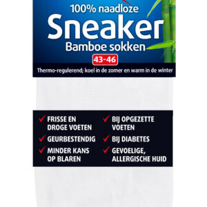 Lucovitaal Bamboe sneakersok wit maat 43-46