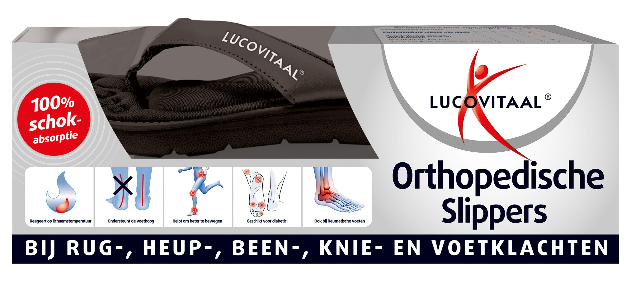 Lucovitaal Orthopedische slippers maat 45-46 zwart