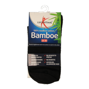 Lucovitaal Bamboe sok lang zwart  maat 35-38