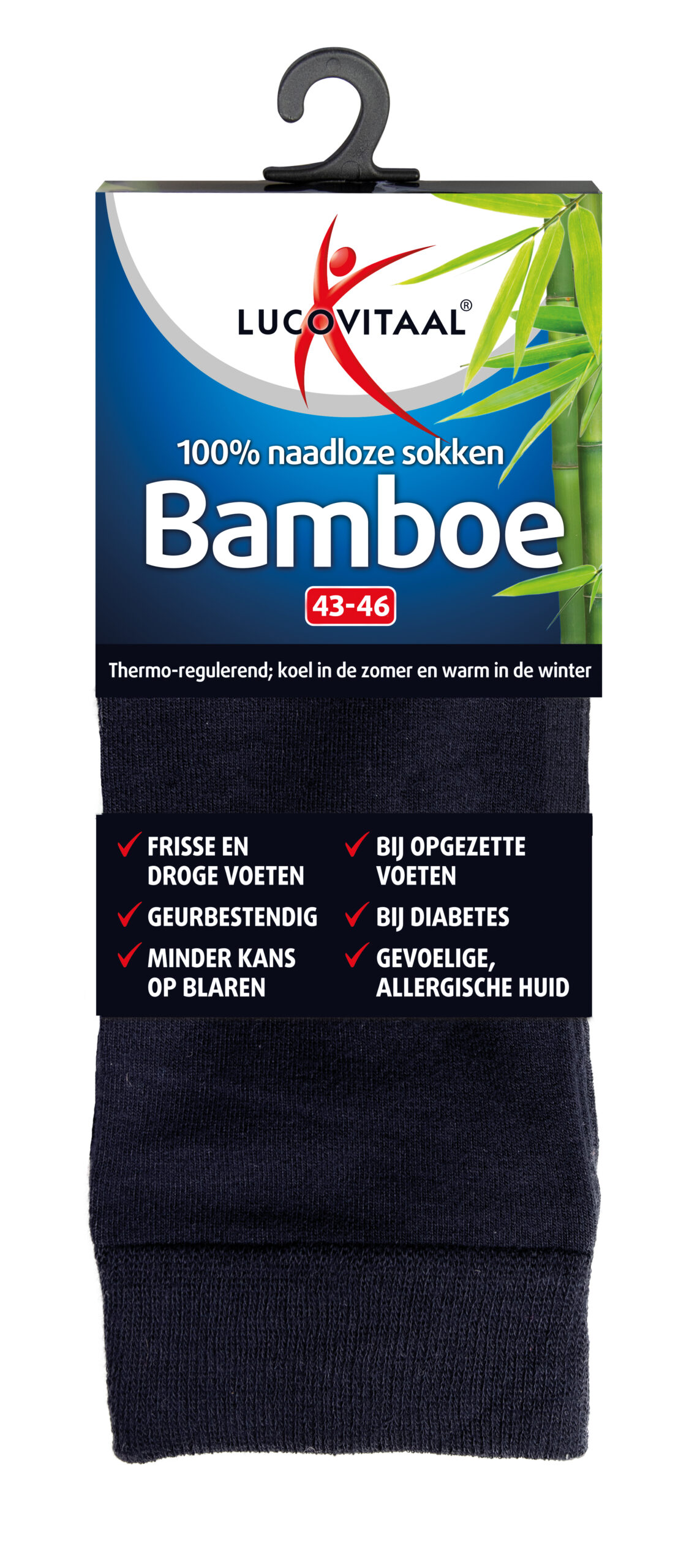 Lucovitaal Bamboe sok lang blauw maat 43-46 - Afbeelding 3