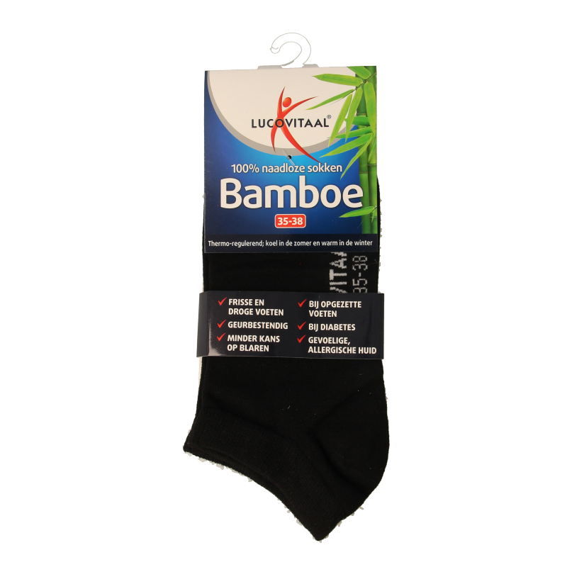Lucovitaal Bamboe enkelsok zwart maat 35-38
