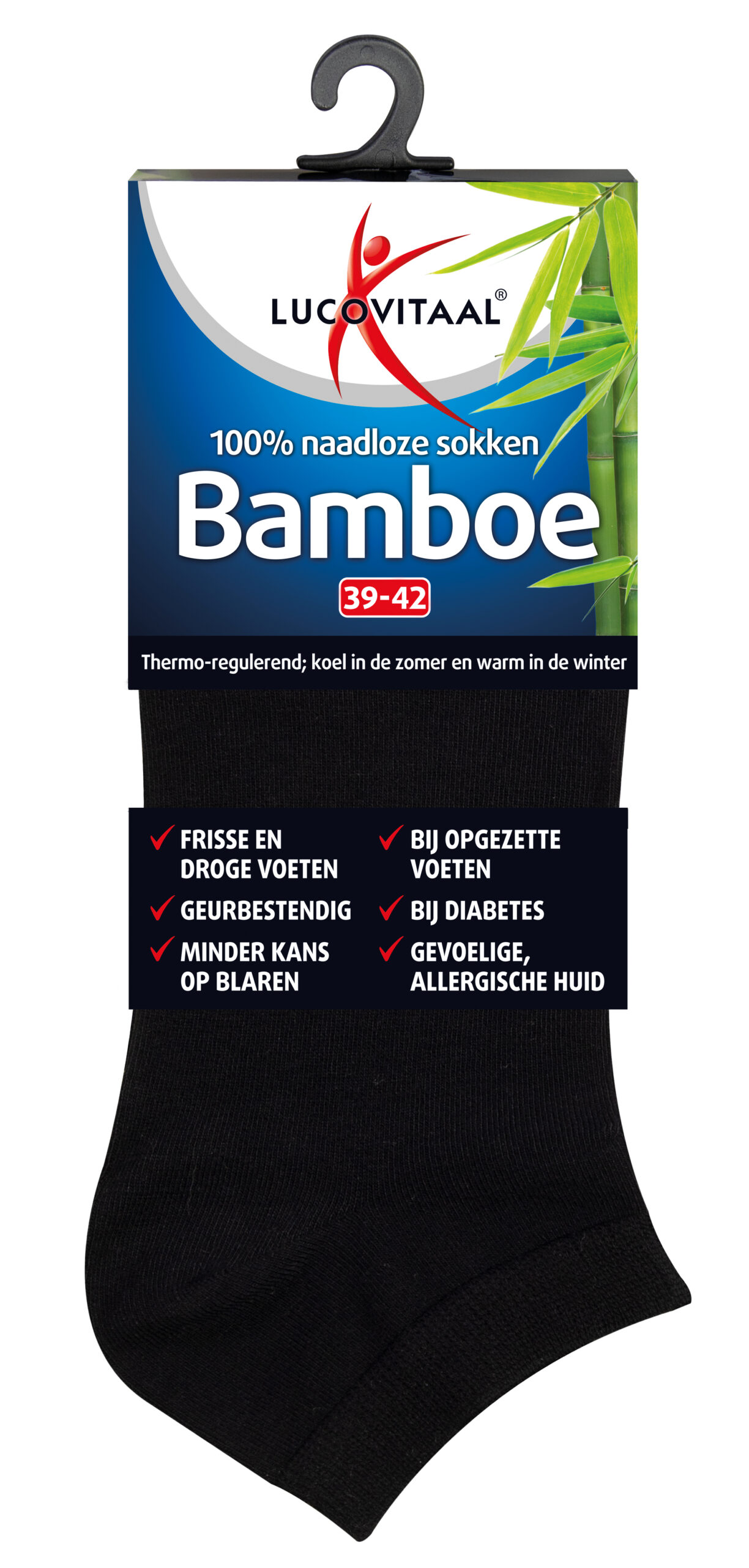 Lucovitaal Bamboe enkelsok zwart maat 39-42 - Afbeelding 3