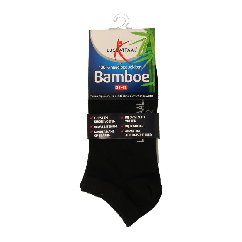 Lucovitaal Bamboe enkelsok zwart maat 39-42