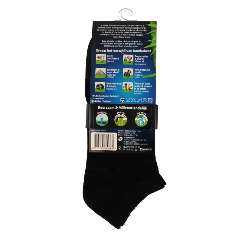 Lucovitaal Bamboe enkelsok zwart maat 43-46 - Afbeelding 2