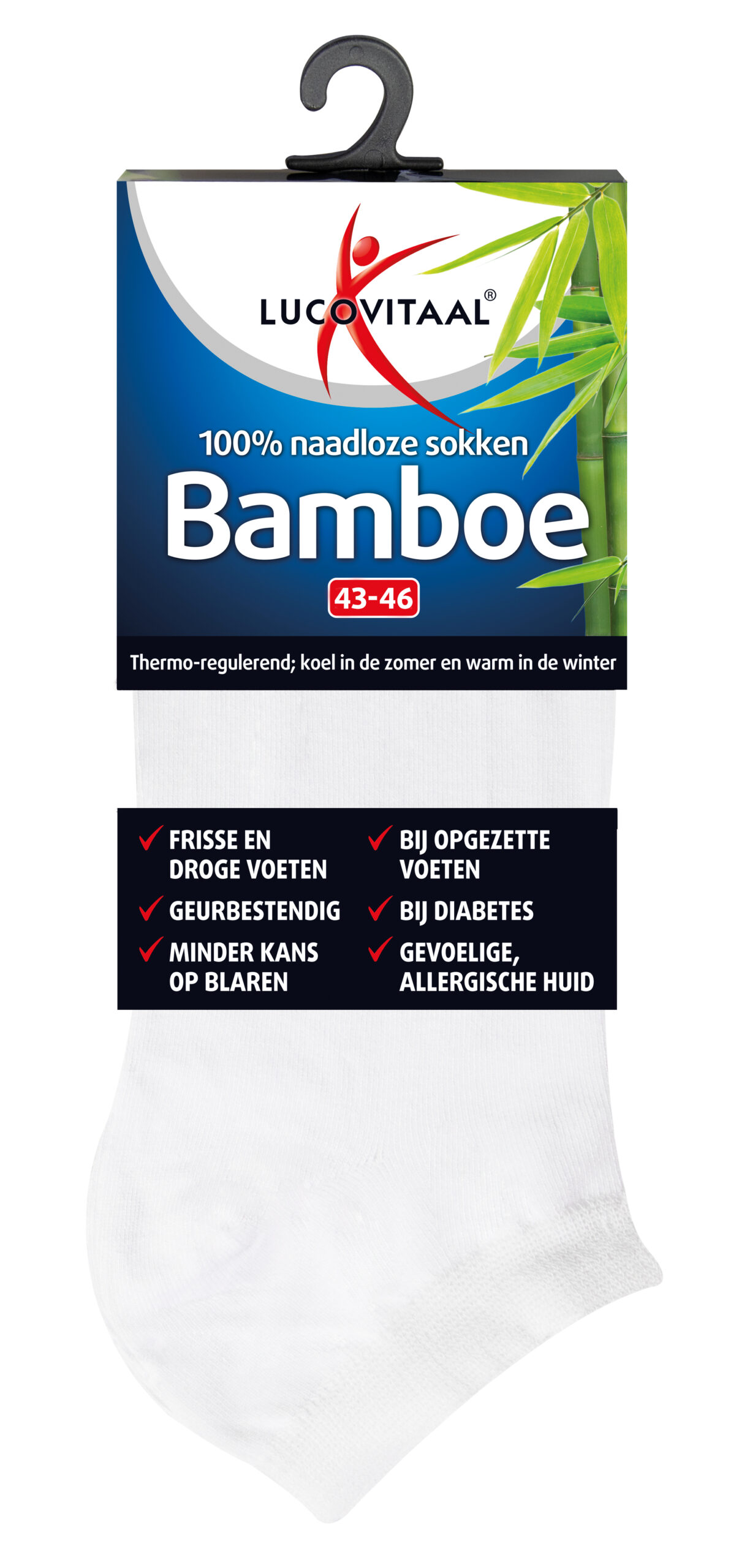 Lucovitaal Bamboe enkelsok wit maat 43-46 - Afbeelding 3