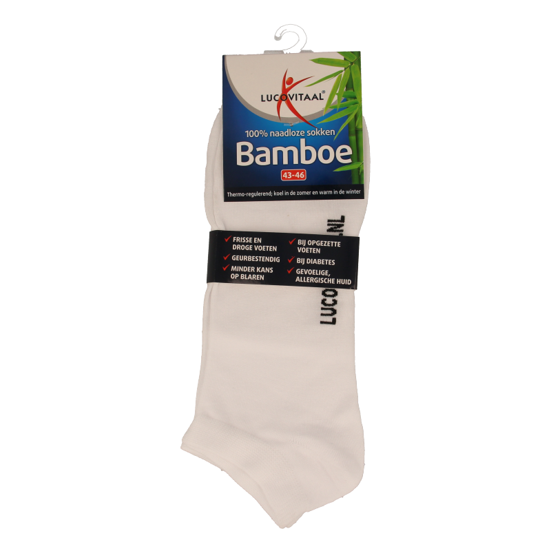 Lucovitaal Bamboe enkelsok wit maat 43-46