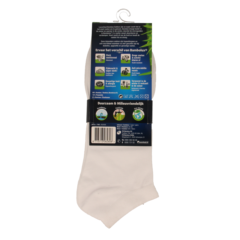 Lucovitaal Bamboe enkelsok wit maat 43-46 - Afbeelding 2
