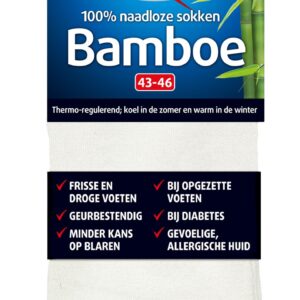 Lucovitaal Bamboe sok lang wit maat 43-46