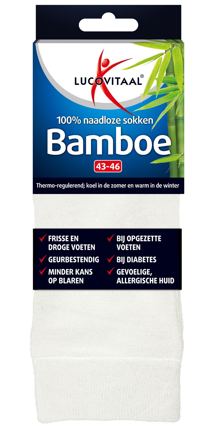 Lucovitaal Bamboe sok lang wit maat 43-46