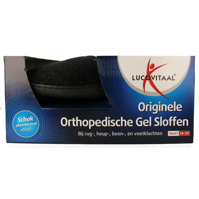 Lucovitaal Orthopedische gel sloffen zwart maat 38-39