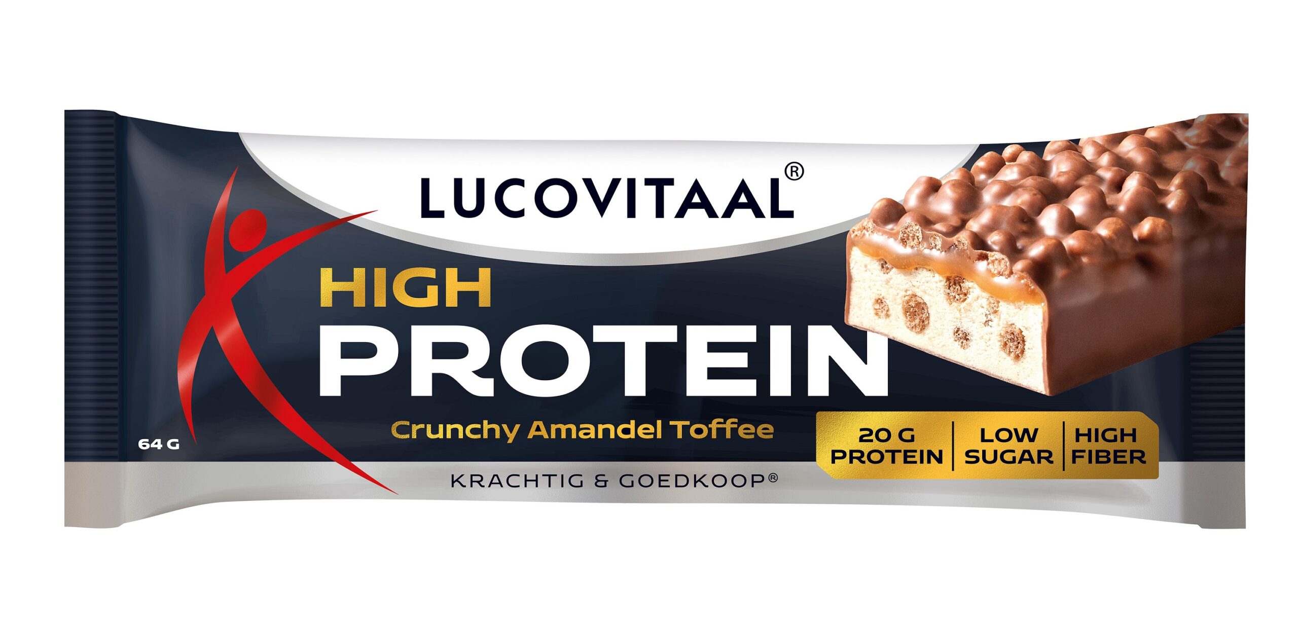 Lucovitaal Protein high reep crunchy amandel toffee
