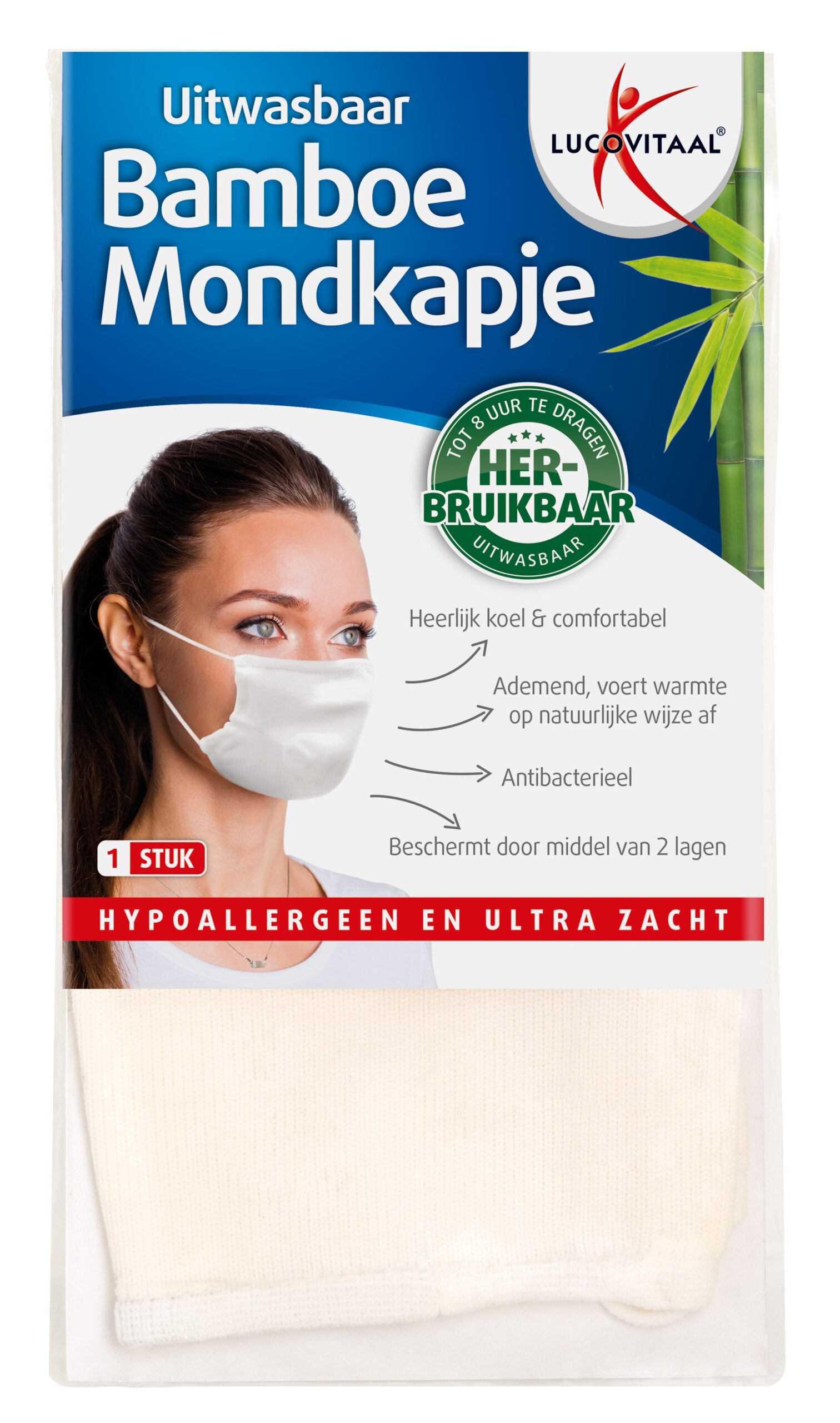Lucovitaal Bamboe mondkapje wit
