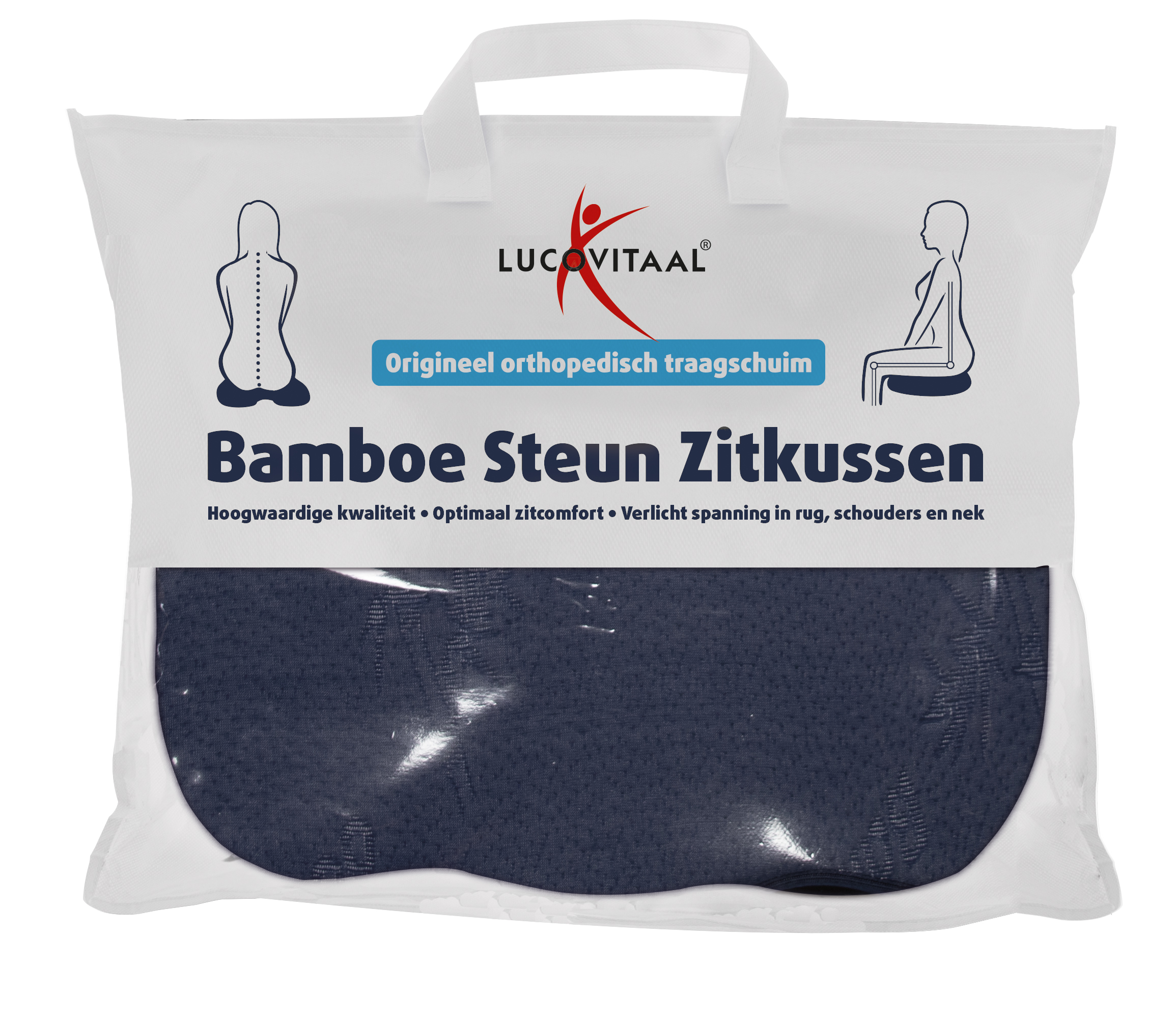Lucovitaal Bamboe steun zitkussen blauw