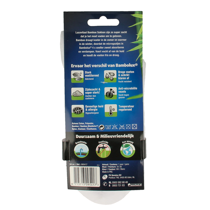 Lucovitaal Sportsok bamboe wit 35-38 - Afbeelding 2