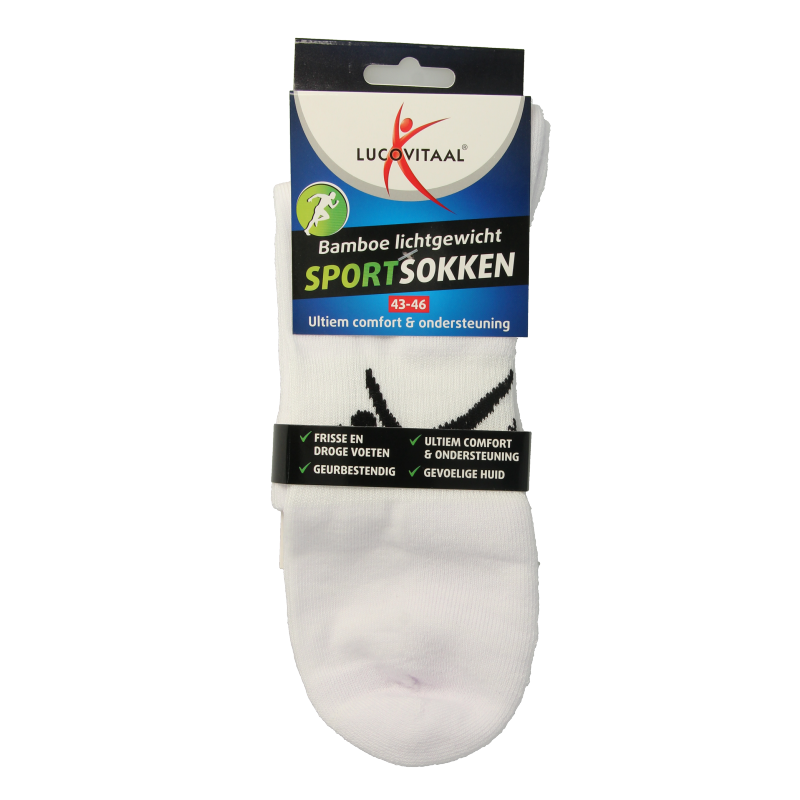 Lucovitaal Sportsok bamboe wit 43-46