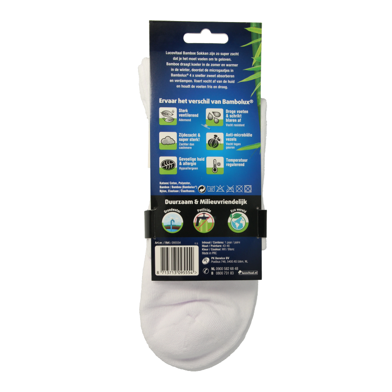 Lucovitaal Sportsok bamboe wit 43-46 - Afbeelding 2