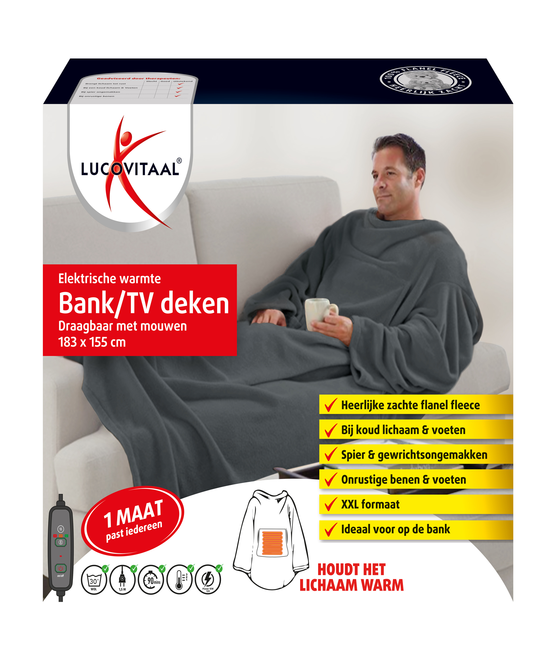 Lucovitaal Electrische warmte bank/TV deken