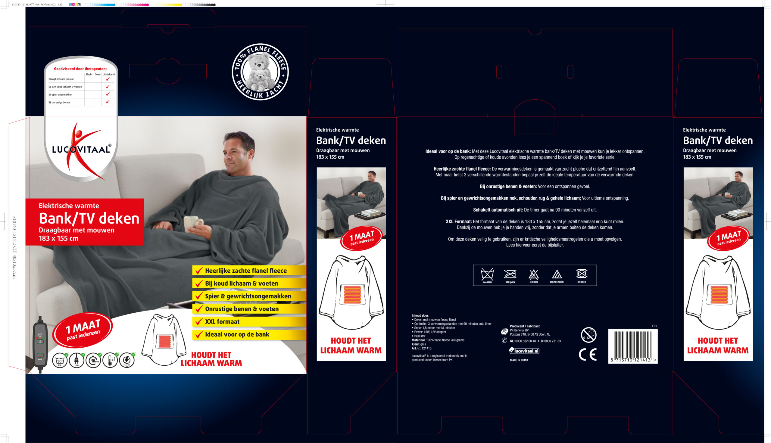 Lucovitaal Electrische warmte bank/TV deken - Afbeelding 2