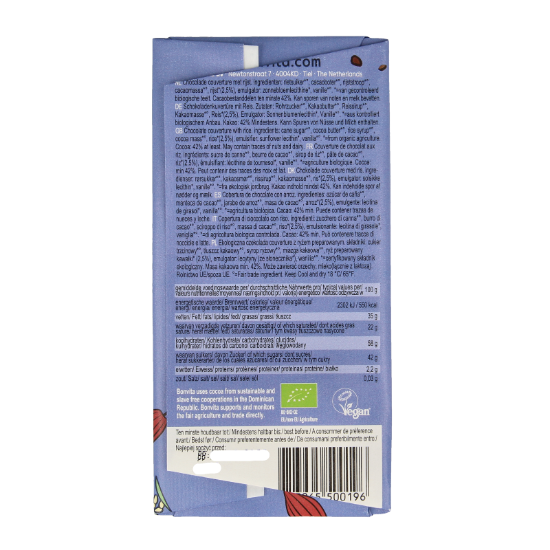 Bonvita Rijstmelk chocolade rice crispy bio - Afbeelding 2