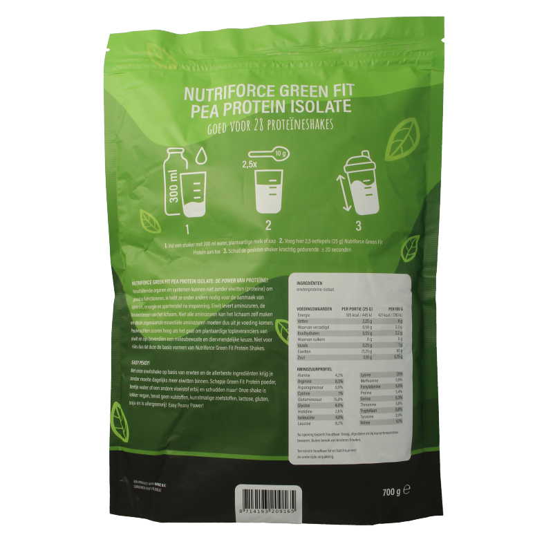 Nutriforce Green fit pea proteine - Afbeelding 2