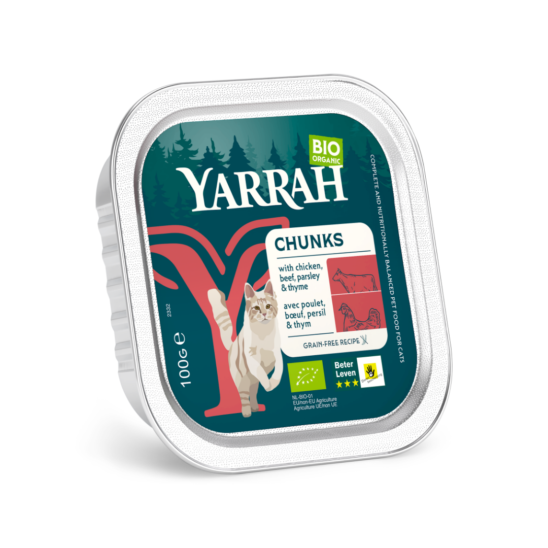 Yarrah Kattenvoer chunks met kip en rund bio