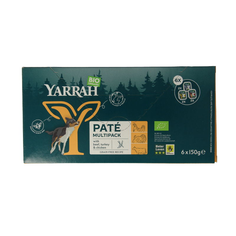Yarrah Hondenvoer multipack pate kip rund kalkoen bio