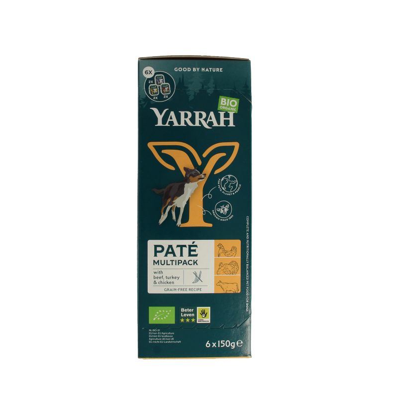Yarrah Hondenvoer multipack pate kip rund kalkoen bio - Afbeelding 2