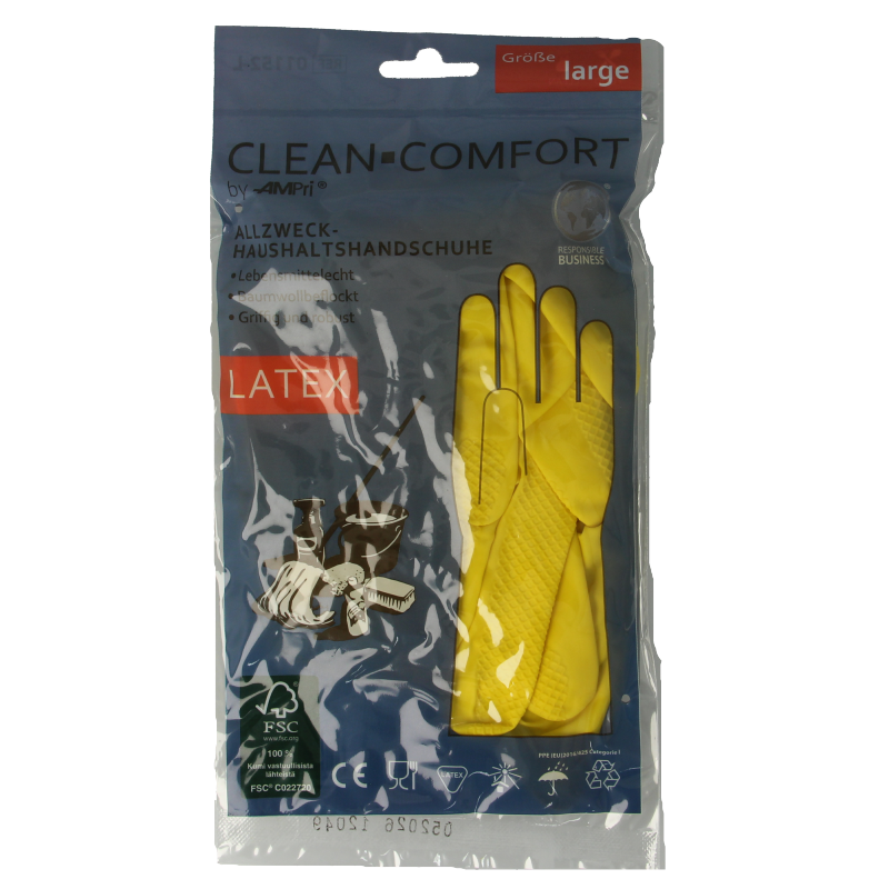 CLEAN-COMFORT Huishoudhandschoen geel maat L