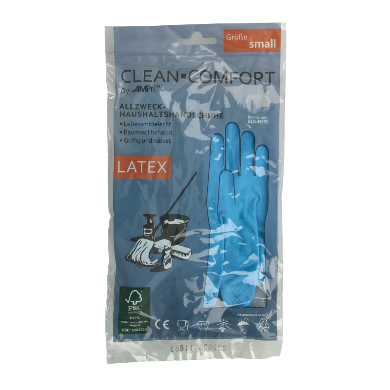 CLEAN-COMFORT Huishoudhandschoen blauw maat S