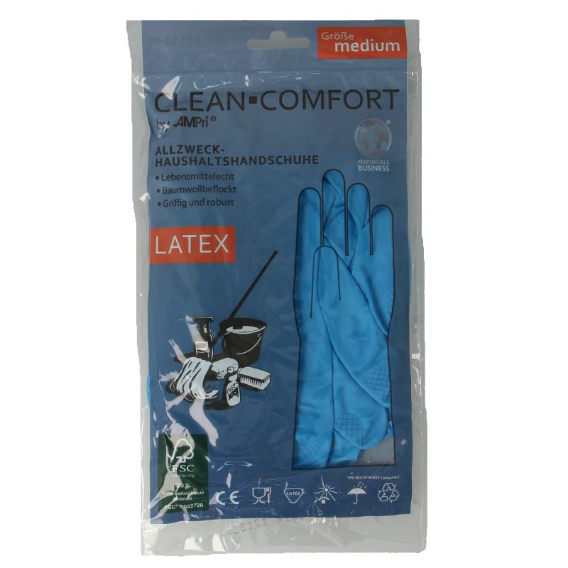 CLEAN-COMFORT Huishoudhandschoen blauw maat M