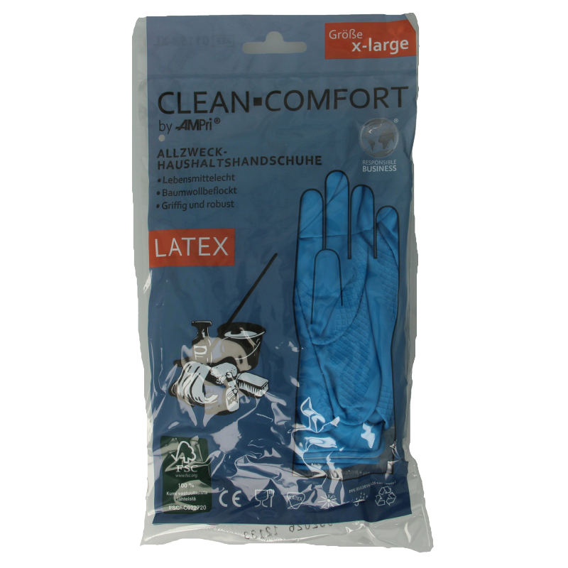 CLEAN-COMFORT Huishoudhandschoen blauw maat XL