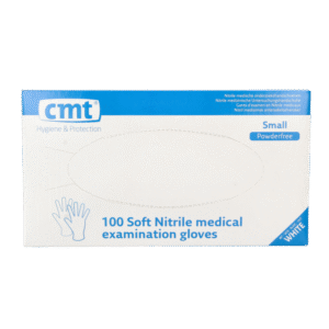 CMT Onderzoekshandschoen nitriel wit poedervrij maat S