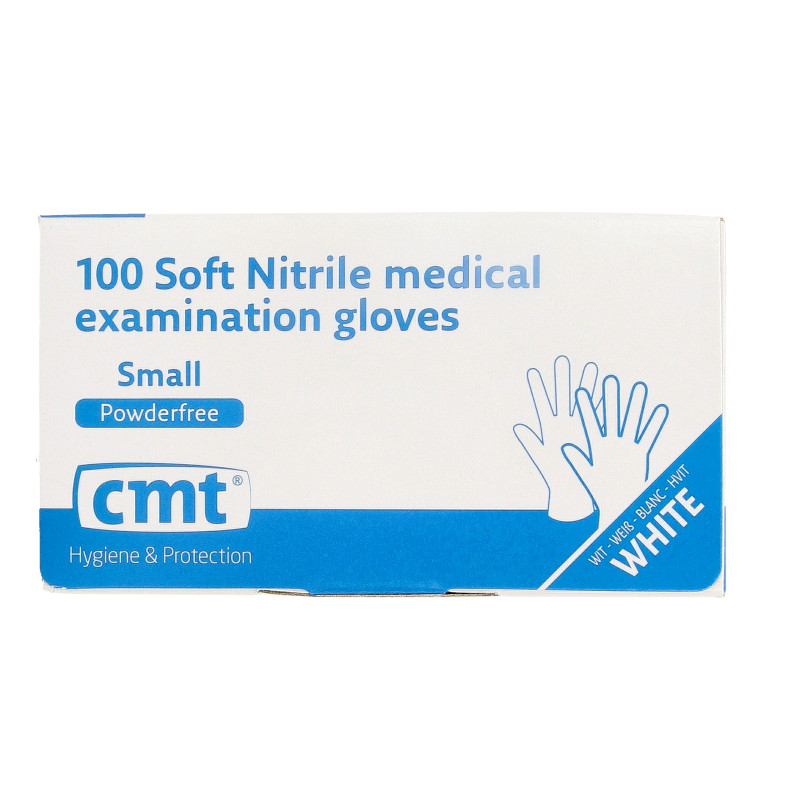 CMT Onderzoekshandschoen nitriel wit poedervrij maat S - Afbeelding 5