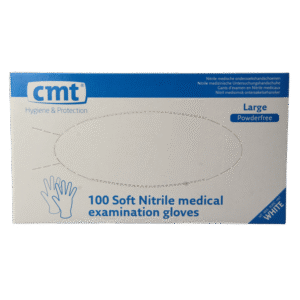 CMT Onderzoekshandschoen nitriel wit poedervrij maat L