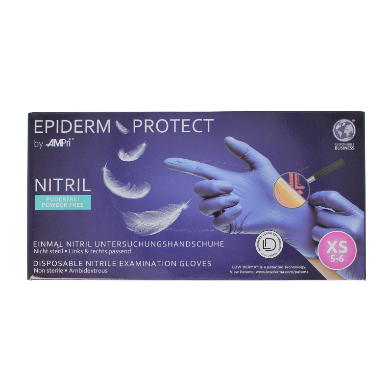 Epiderm Protect Nitriel onderzoekhandschoen poedervrij XS blauw