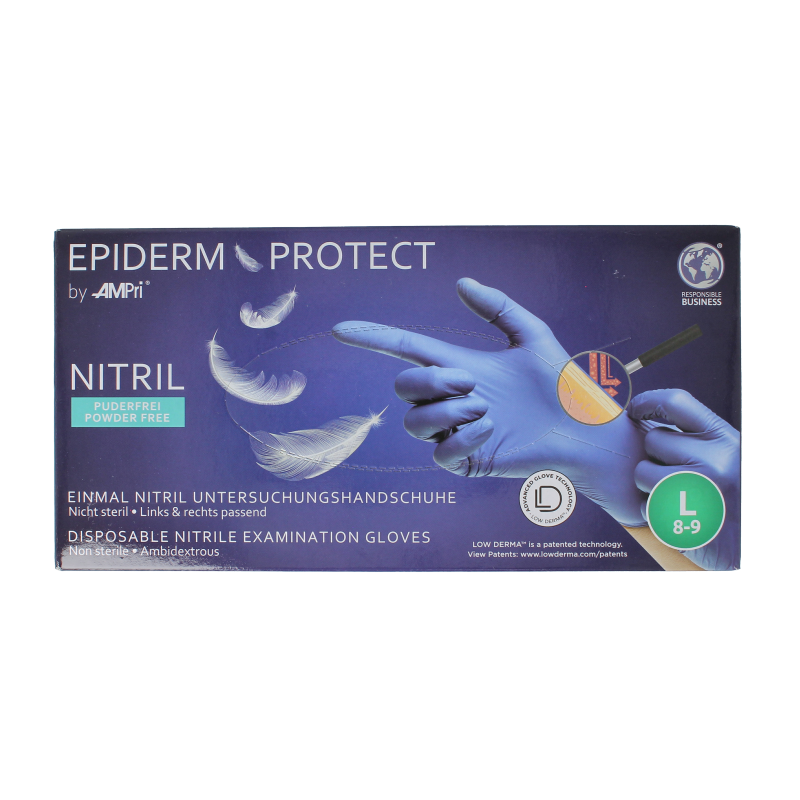 Epiderm Protect Nitriel onderzoekhandschoen poedervrij L blauw