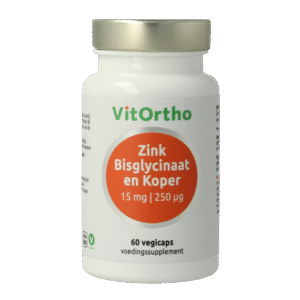 VitOrtho Zink bisglycinaat 15mg en koper 250mcg
