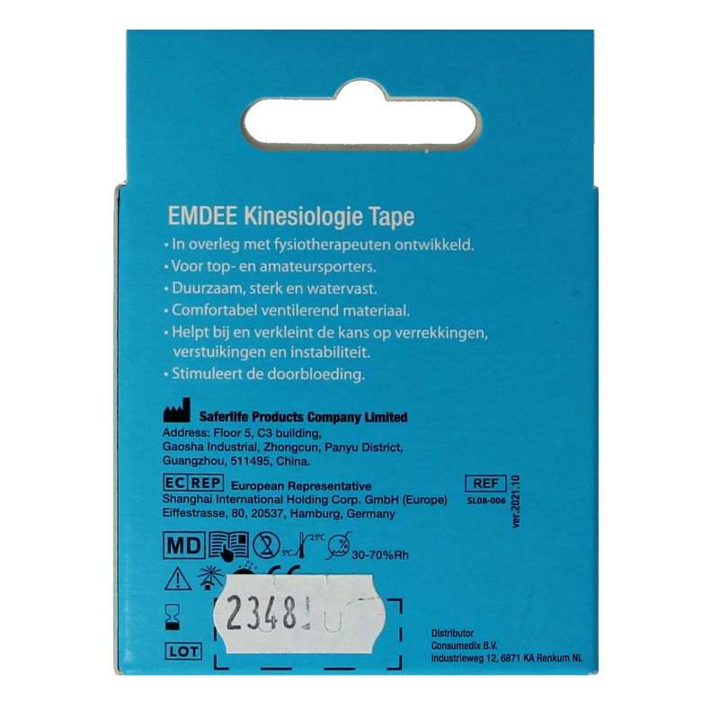 Emdee Kinesio tape licht blauw non cut - Afbeelding 3
