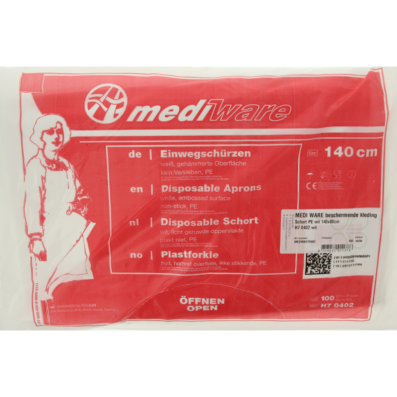 Blockland Wegwerpschort PE wit 140 x 80cm