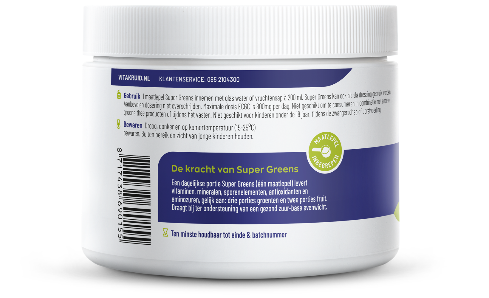 Vitakruid Super Greens 25 nutrienten oa probiotica & enzymen - Afbeelding 2