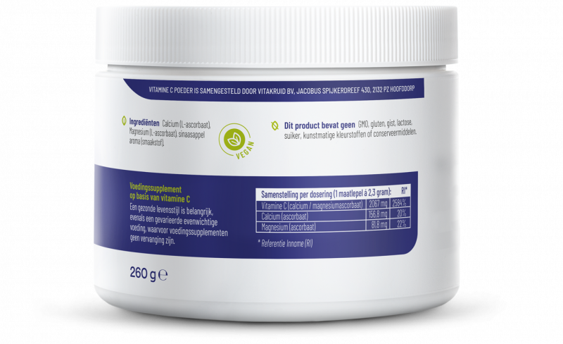 Vitakruid Vitamine C poeder calcium- & magnesiumascorbaat - Afbeelding 3