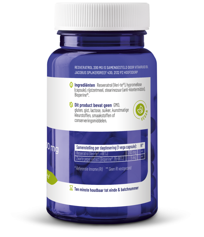 Vitakruid Resveratrol (Veri-te) 200 mg met Bioperine - Afbeelding 3