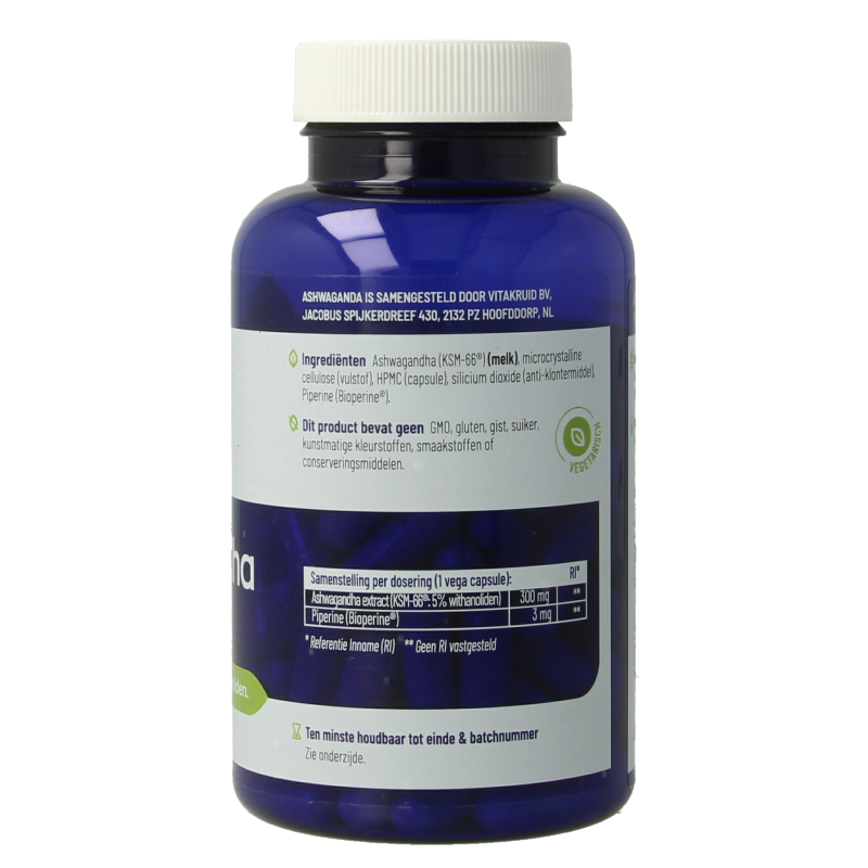 Vitakruid Ashwagandha 5% withanoliden KSM-66 & Bioperine - Afbeelding 3