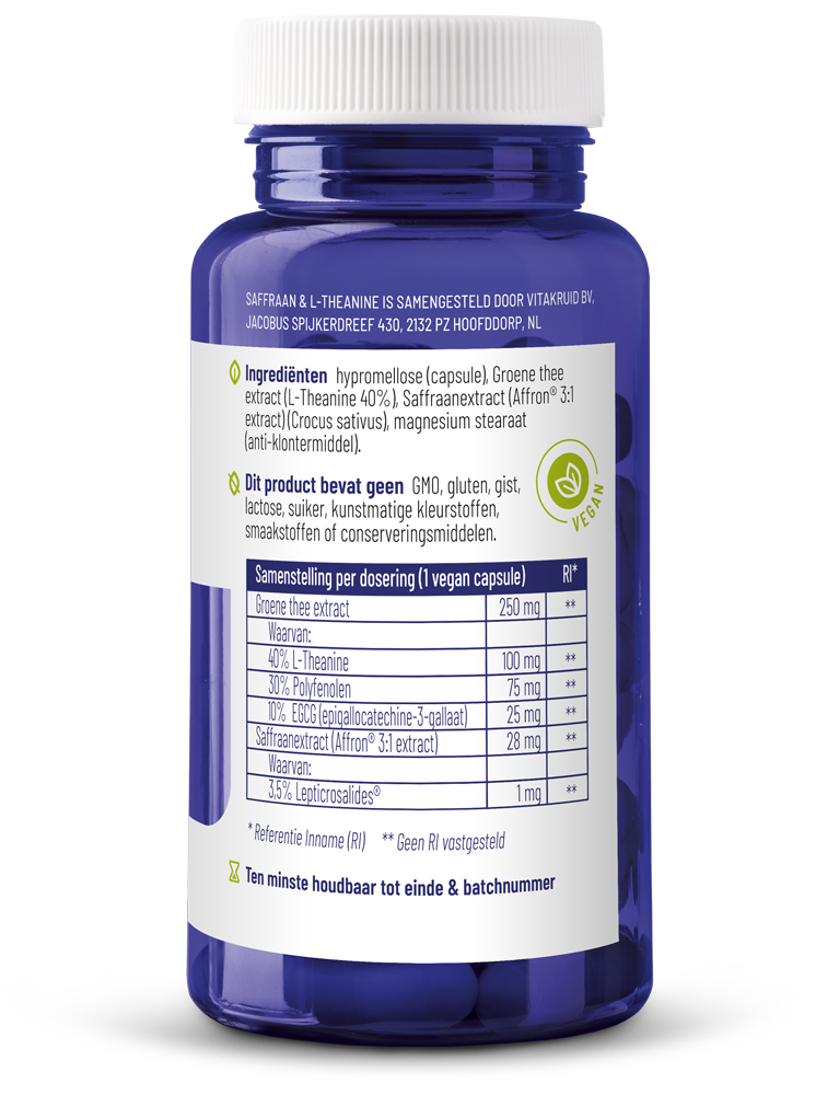 Vitakruid Saffraan 28mg (Affron) & L-Theanine - Afbeelding 3