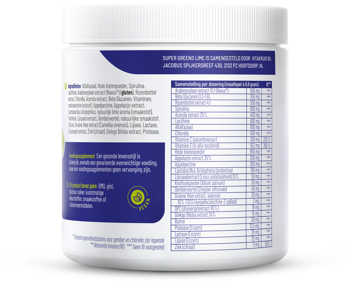 Vitakruid Super greens lime oa probiotica en enzymen - Afbeelding 3