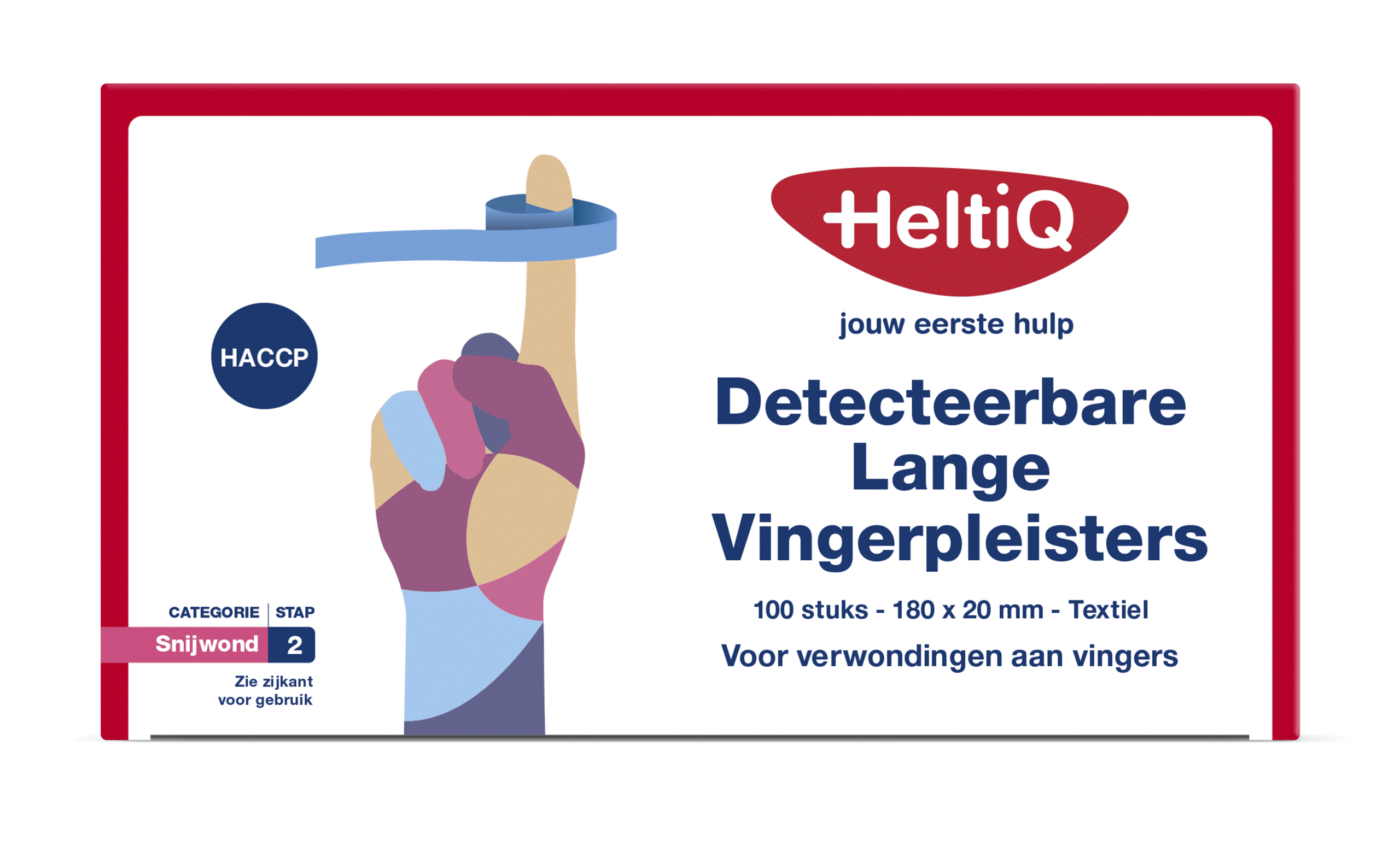 Heltiq Detect vingerpleister lang textiel 180 x 20mm