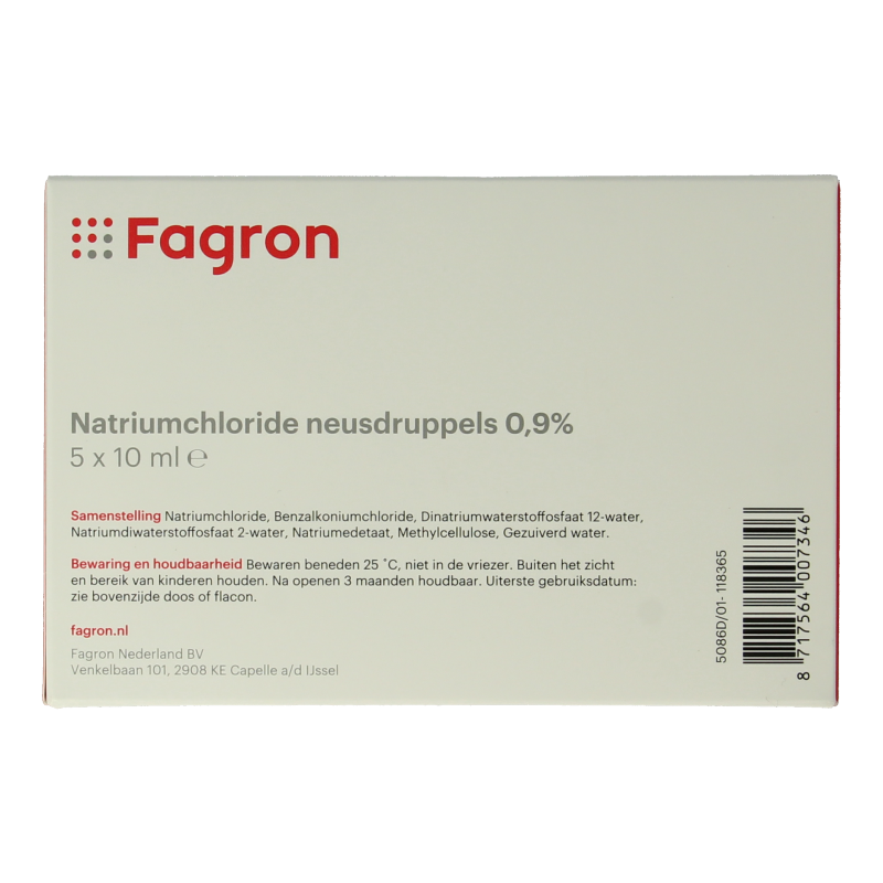 Fagron Natriumchloride neusdruppels 0.9% 10ml - Afbeelding 2
