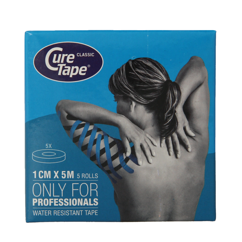 Cure Tape Kinesiotape blauw 1cm x 5m - Afbeelding 3