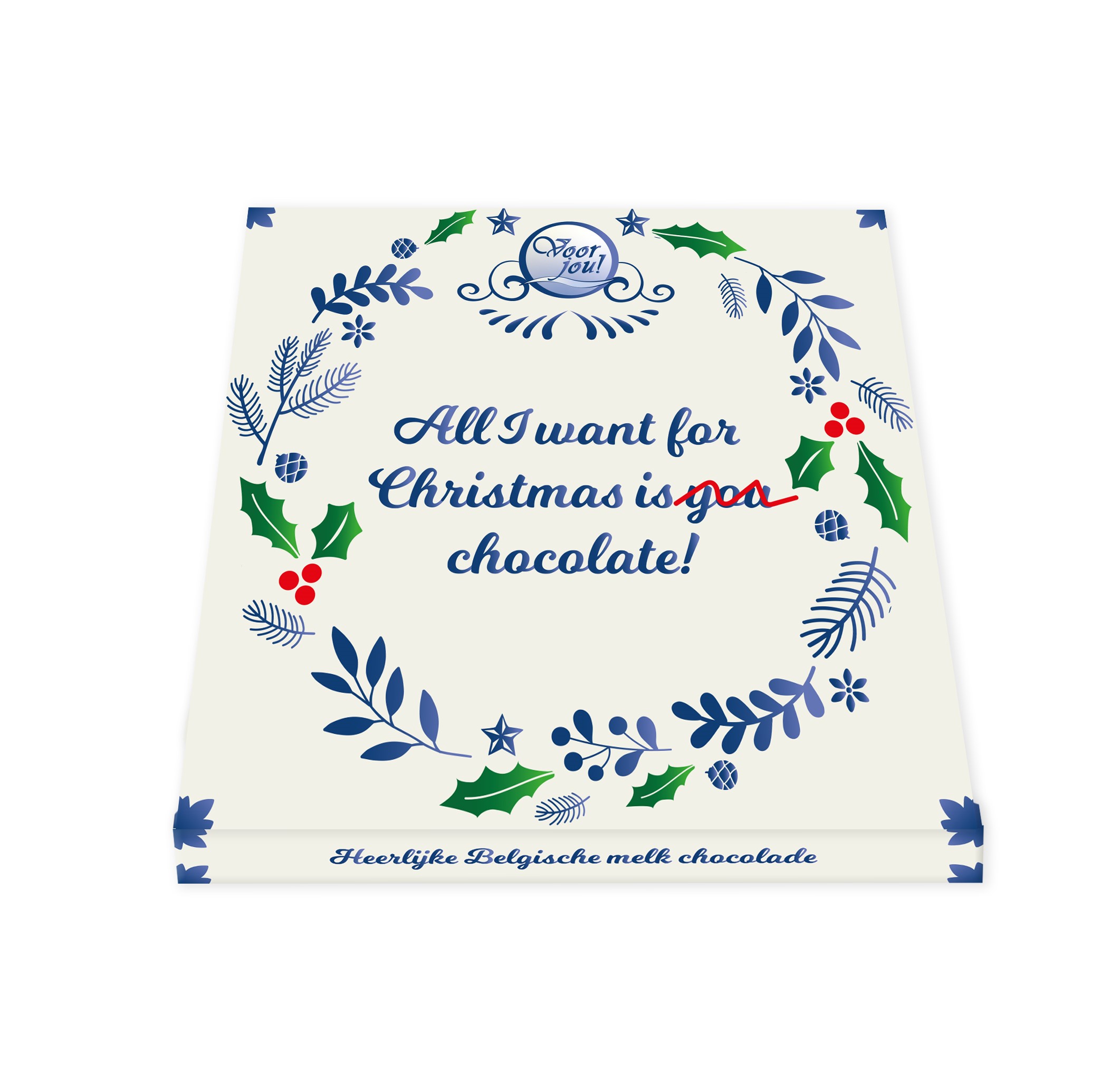 Voor Jou! Wensreep Delftsblauw Kerst all I want