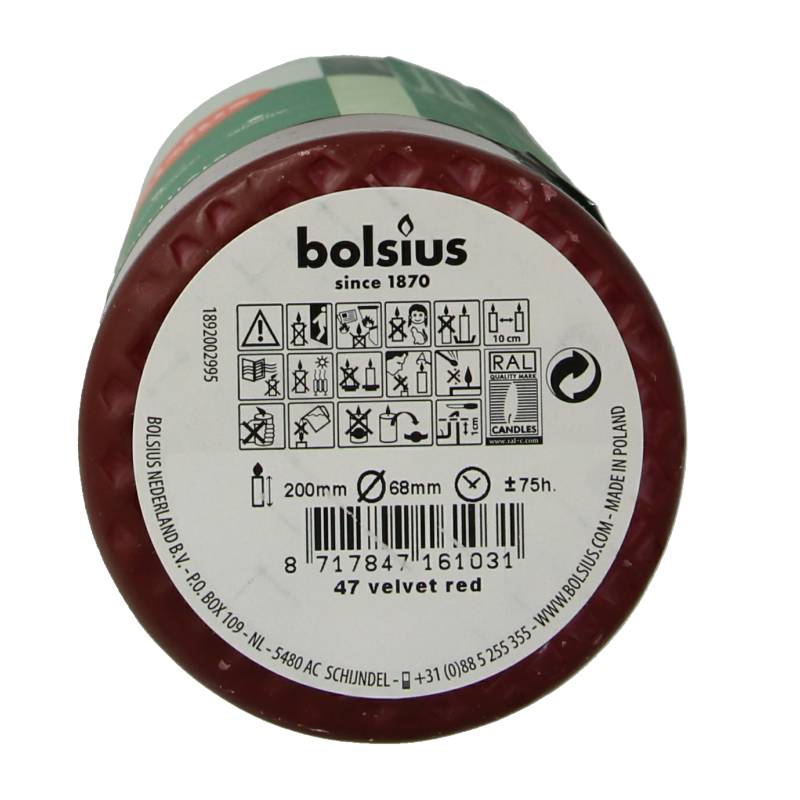 Bolsius Stompkaars 200/68 velvet red - Afbeelding 5